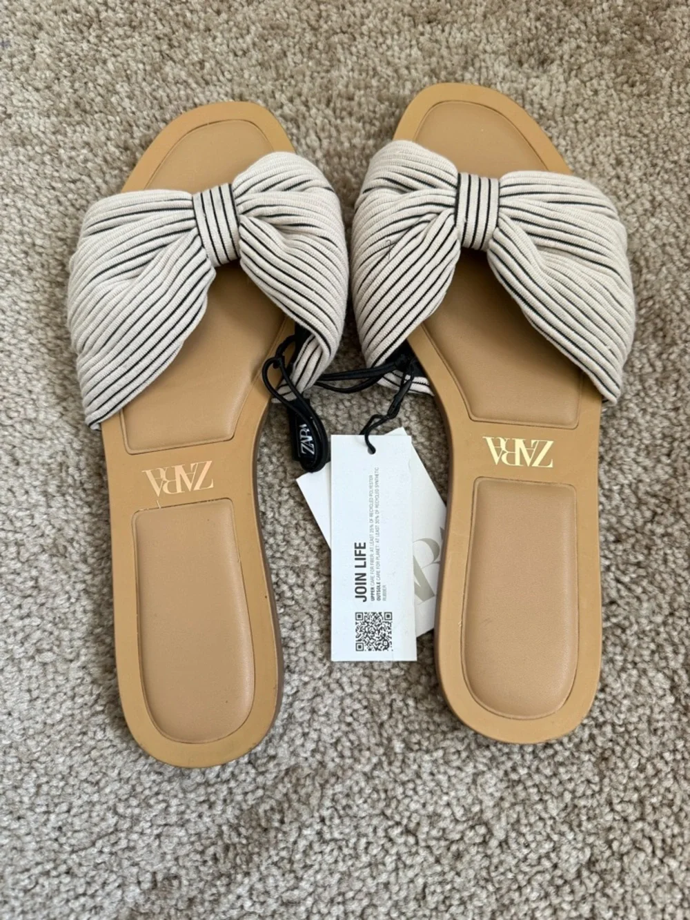 Zara Knotted Bow Slip on Sandals - Picture 2 of 4